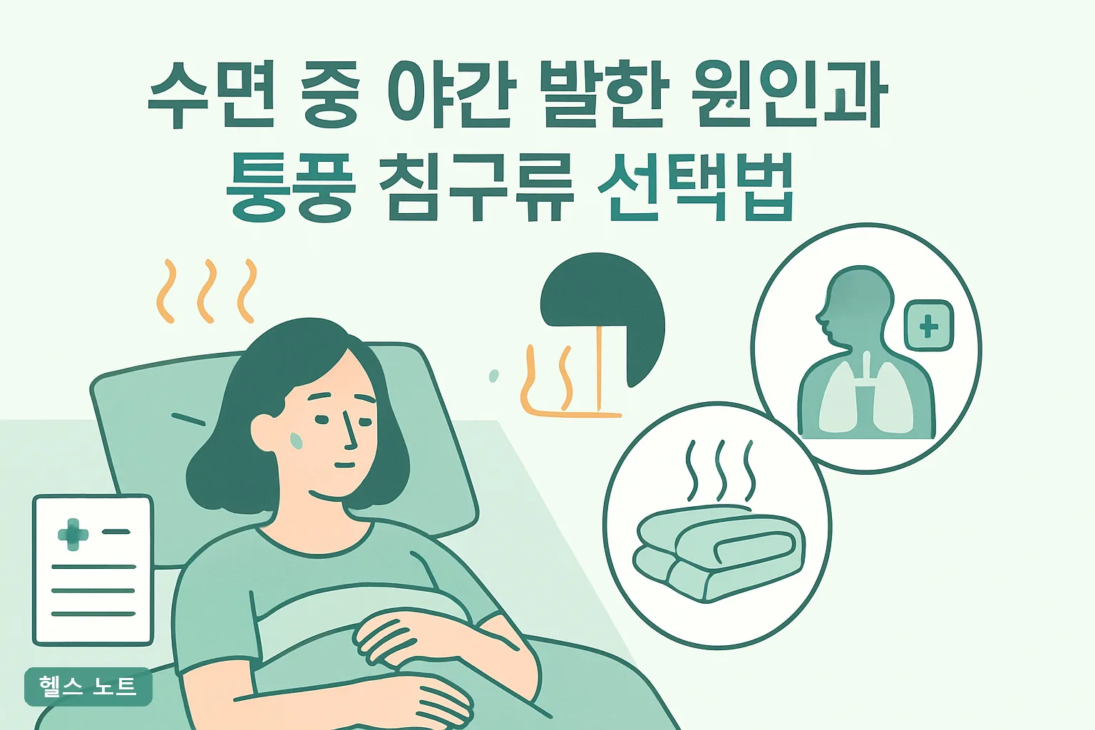 수면 중 야간 발한 원인과 통풍 침구류 선택법 7가지, 2026년 소재별 비교표와 4주 개선 실천표