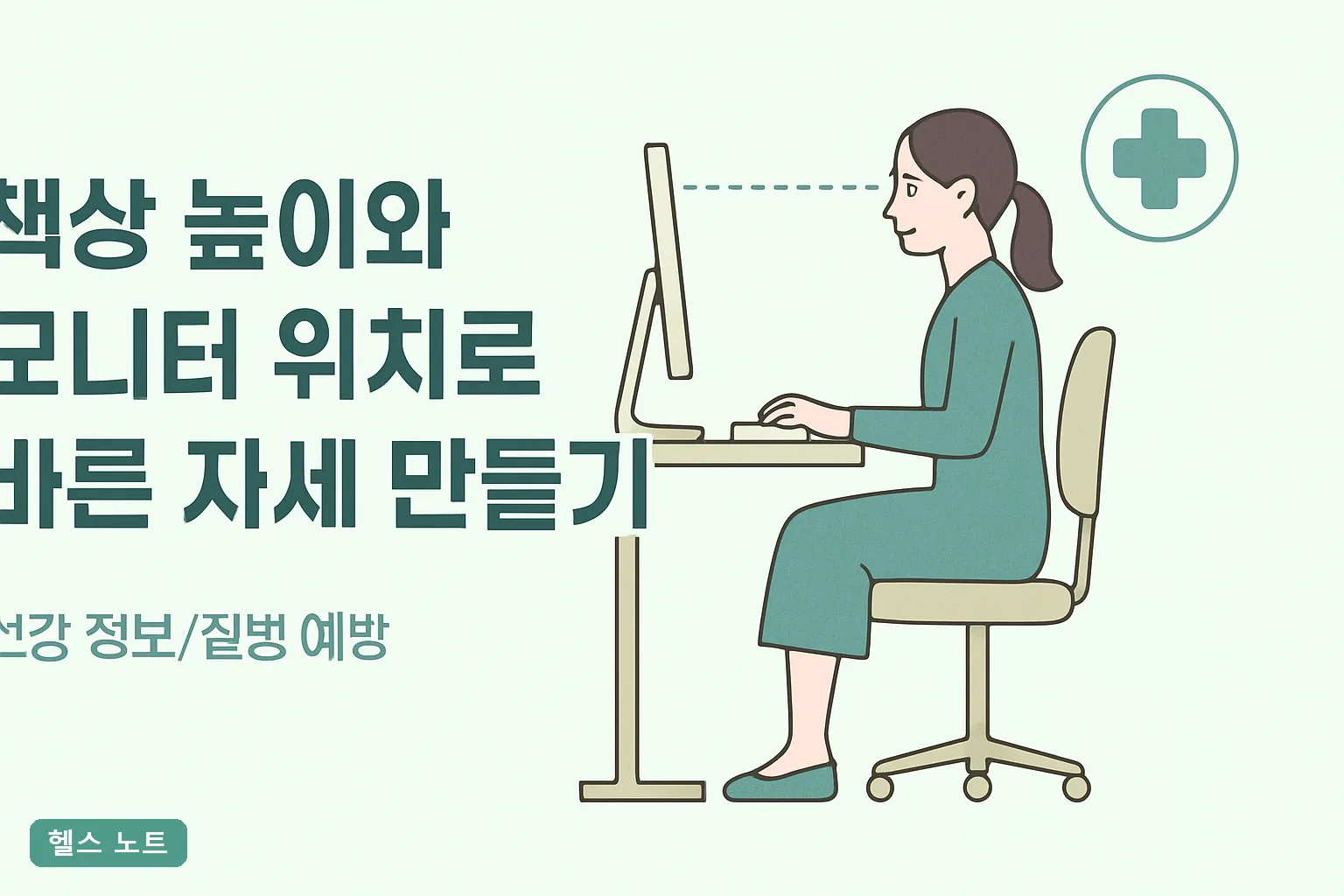 책상 높이와 모니터 위치로 바른 자세 만들기 7단계, 2026년 키별 높이 기준표와 거북목 예방 가이드