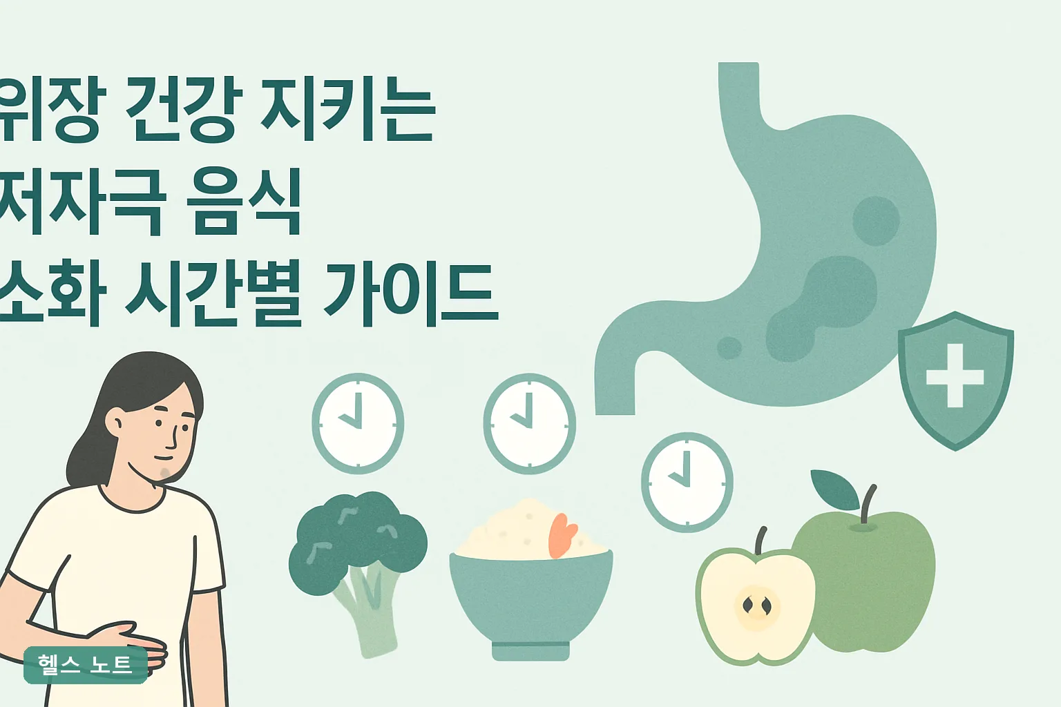 위장 건강 지키는 저자극 음식 소화 시간별 가이드, 2026년 기준 30분~4시간 배출표와 위염 회복 식단