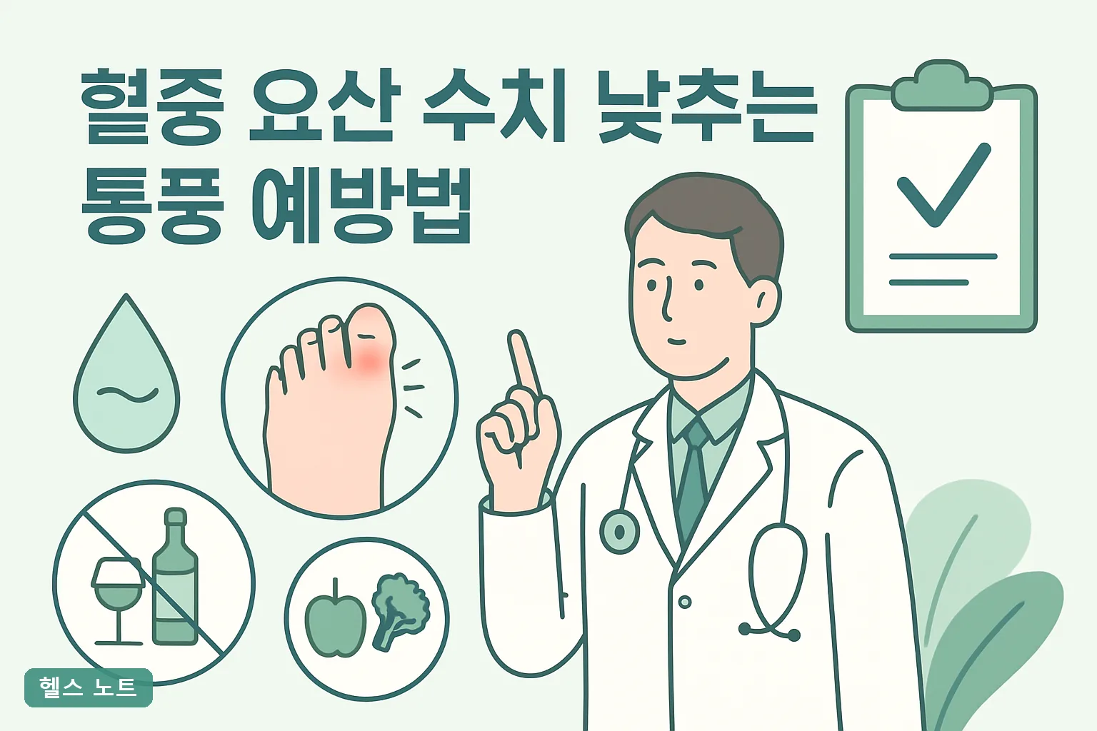 혈중 요산 수치 낮추는 통풍 예방법 7가지, 2026년 기준 요산 6.0 아래로 낮추는 12주 실천표