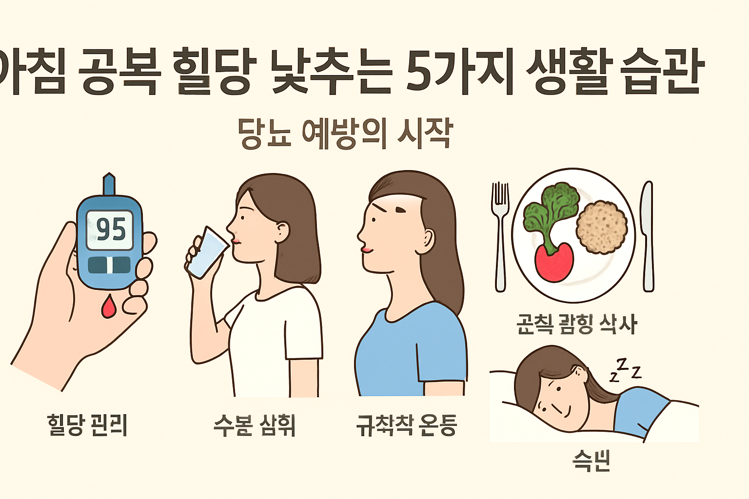 아침 공복 혈당 낮추는 5가지 생활 습관, 당뇨 예방의 시작