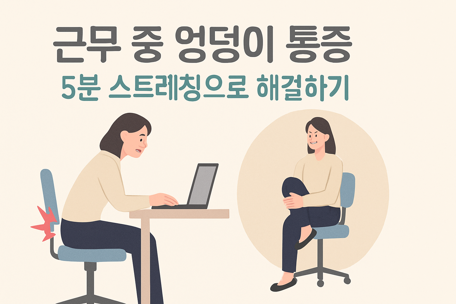 근무 중 엉덩이 통증, 5분 스트레칭으로 해결하기