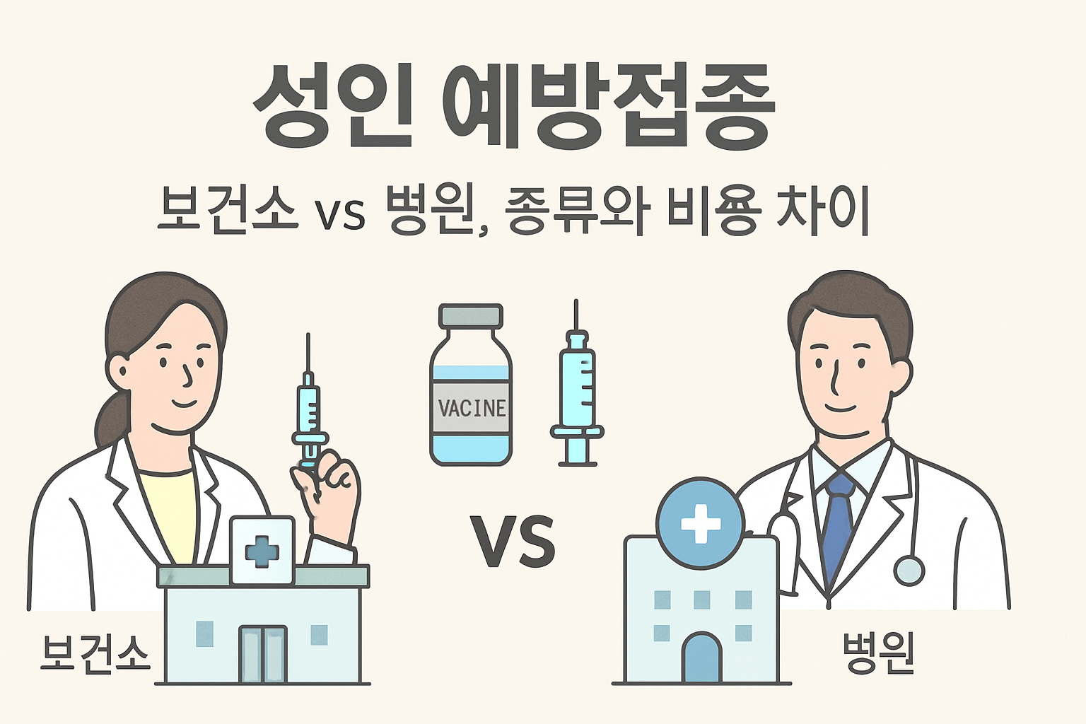 성인 예방접종 보건소 vs 병원, 종류와 비용 차이