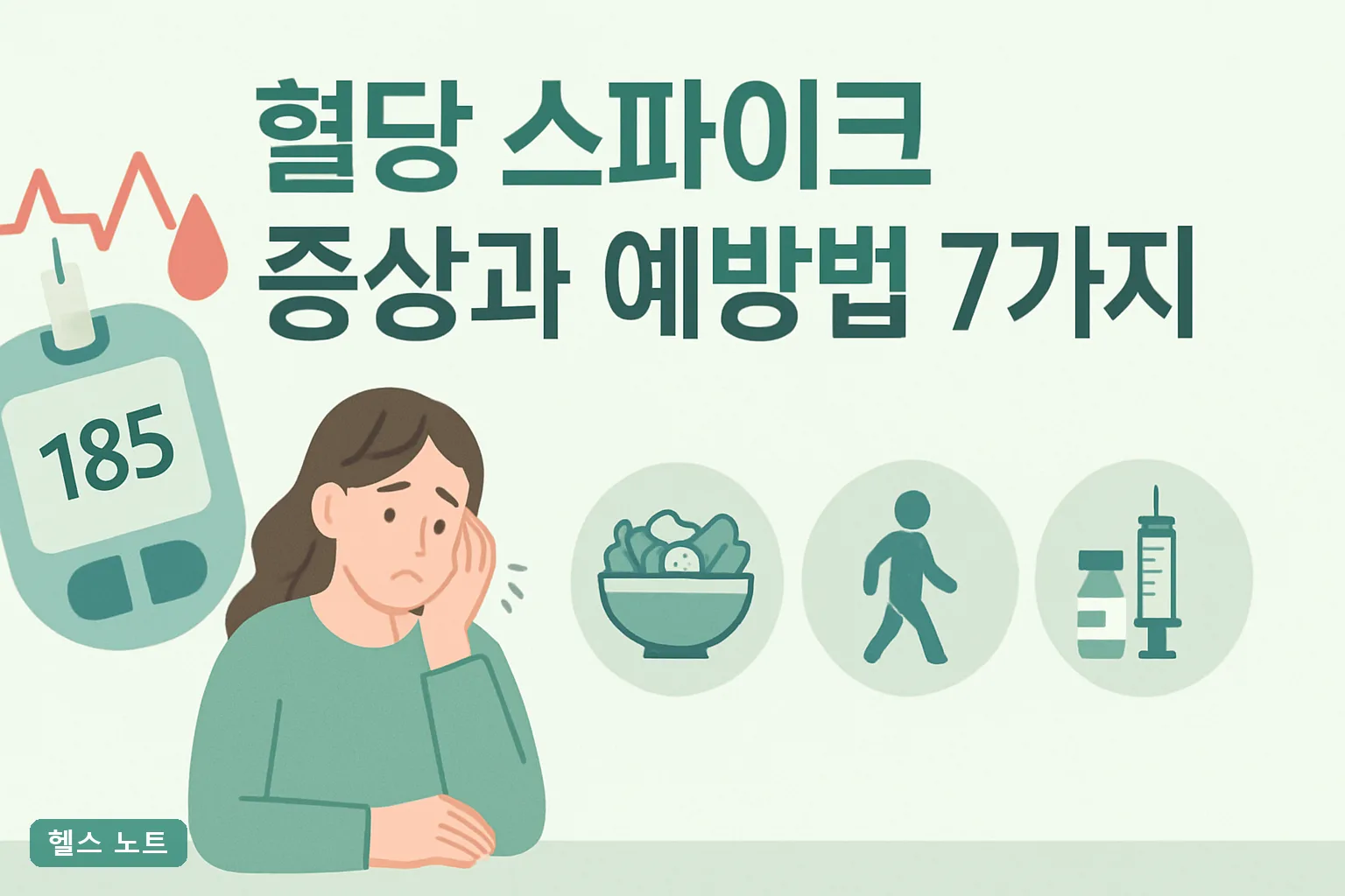 혈당 스파이크 증상과 예방법 7가지, 2026년 기준 식후 1시간 혈당 155 넘는 사람 자가진단표