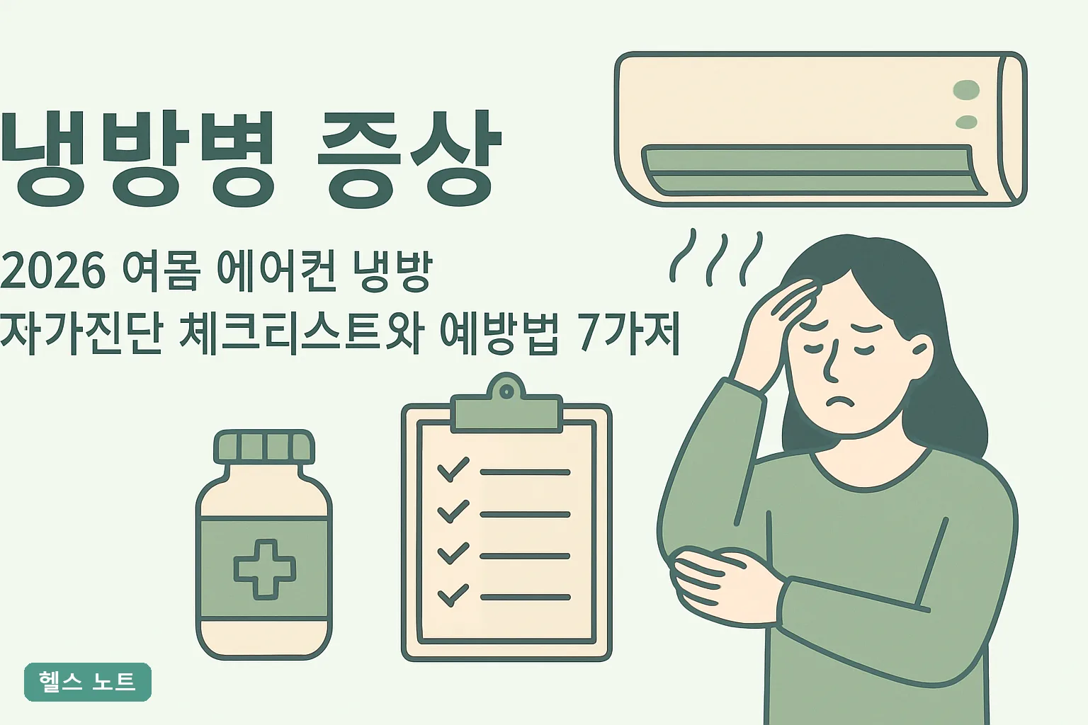 냉방병 증상 2026 여름 에어컨 냉방 자가진단 체크리스트와 예방법 7가지 병원 갈 기준까지