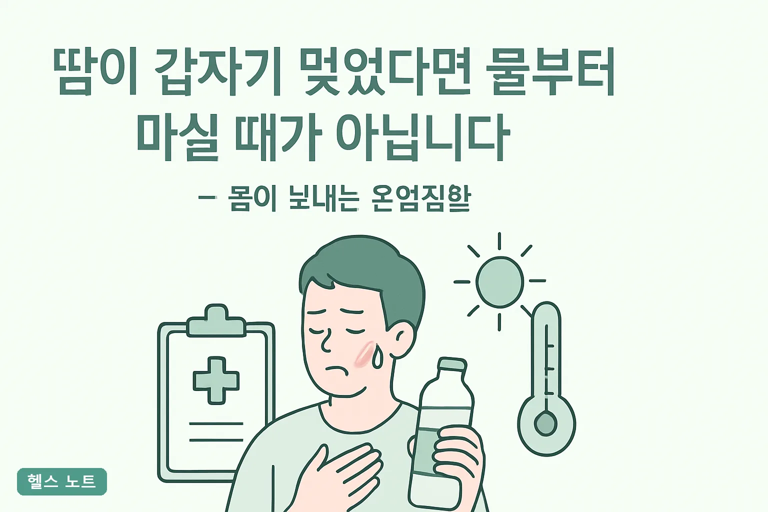 땀이 갑자기 멎었다면 물부터 마실 때가 아닙니다 — 몸이 보내는 온열질환 2026 응급신호 7가지