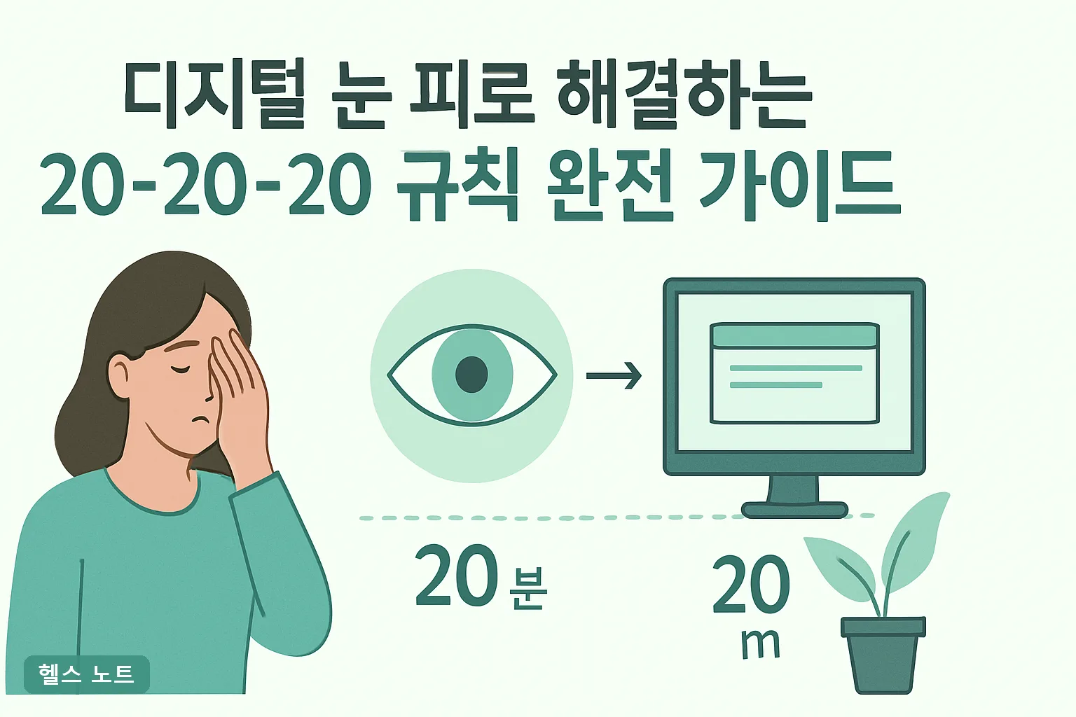 디지털 눈 피로 해결하는 20-20-20 규칙 완전 가이드, 2026년 안구건조증 4주 실천표와 병원 기준