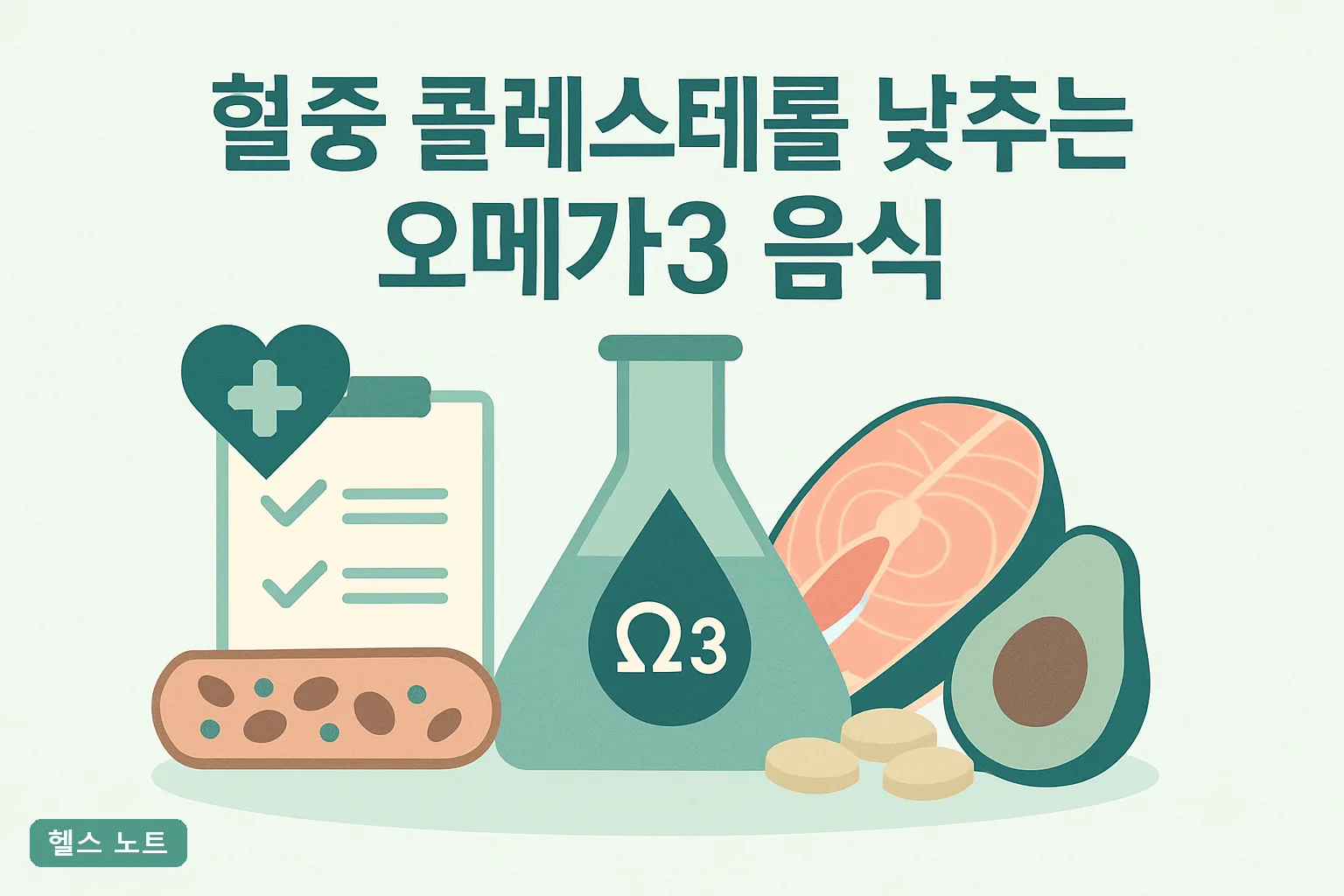 혈중 콜레스테롤 낮추는 오메가3 음식 7가지, 2026년 기준 LDL 12주 낮추는 섭취량표