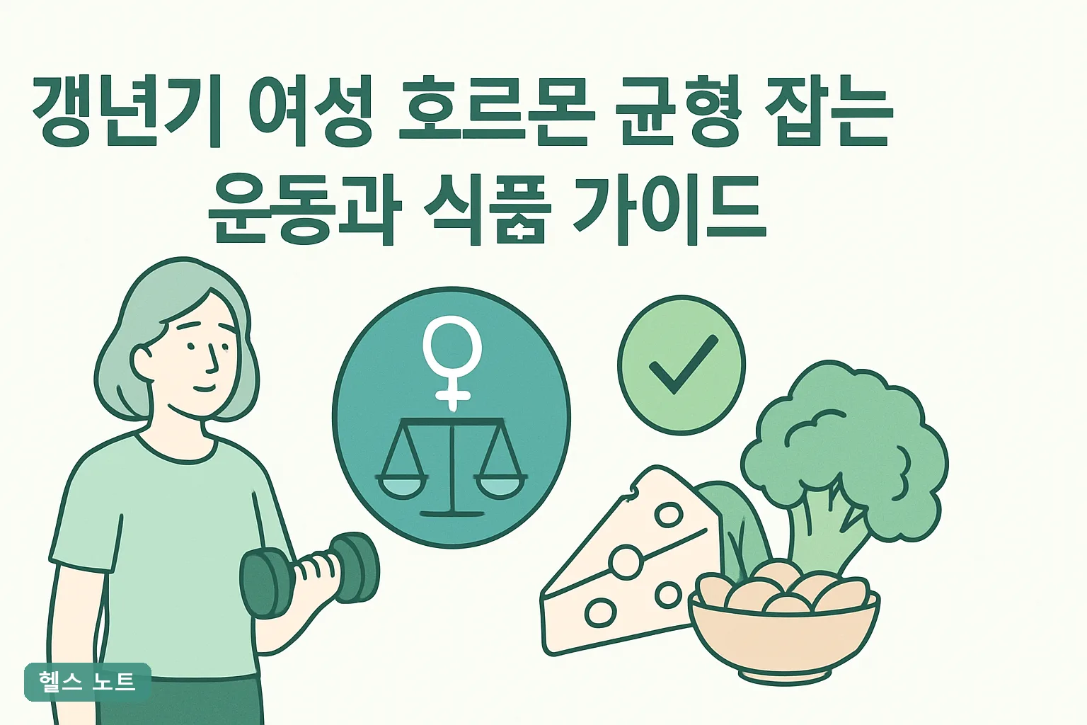 갱년기 여성 호르몬 균형 잡는 운동과 식품 가이드 7가지, 2026년 기준 12주 실천표와 식단표