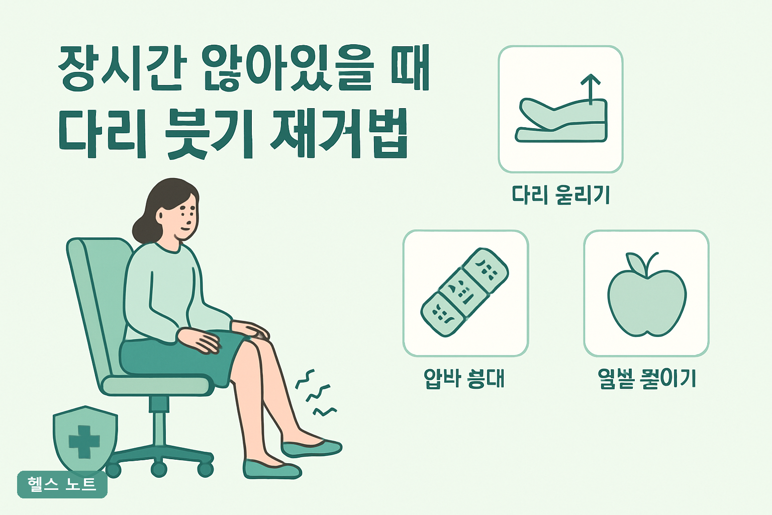 장시간 앉아있을 때 다리 붓기 제거법 7가지, 2026년 기준 30분 룰과 저녁 붓기 자가진단표