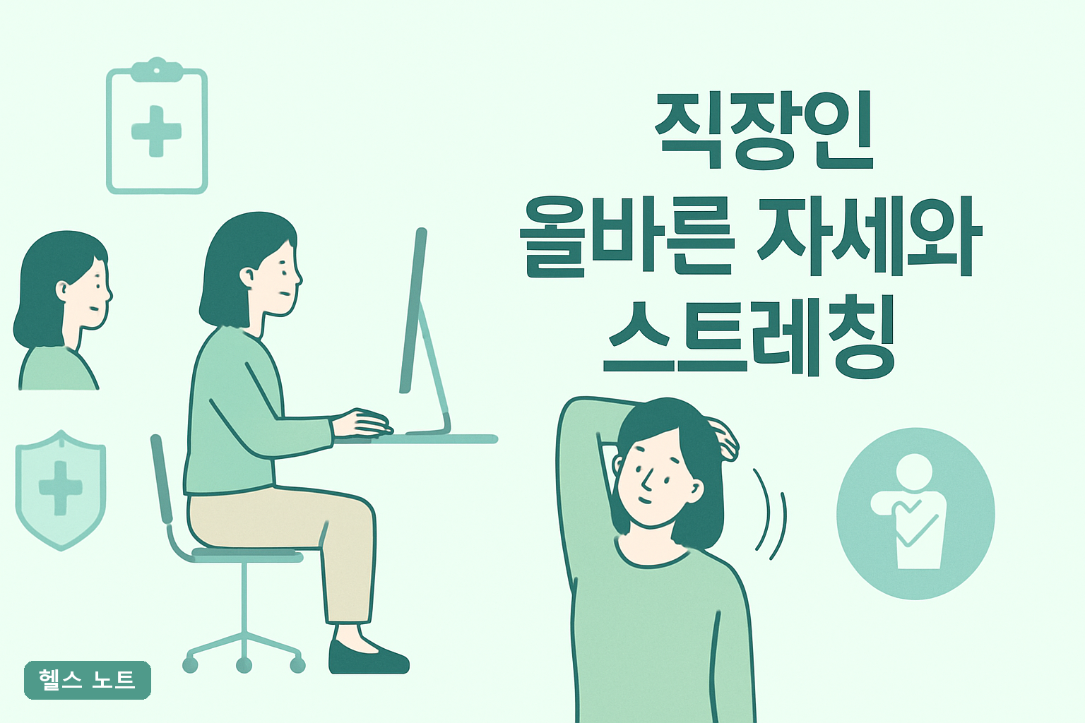 직장인 올바른 자세와 스트레칭 7가지, 2026년 거북목 예방 하루 5분 실천표와 통증 자가진단
