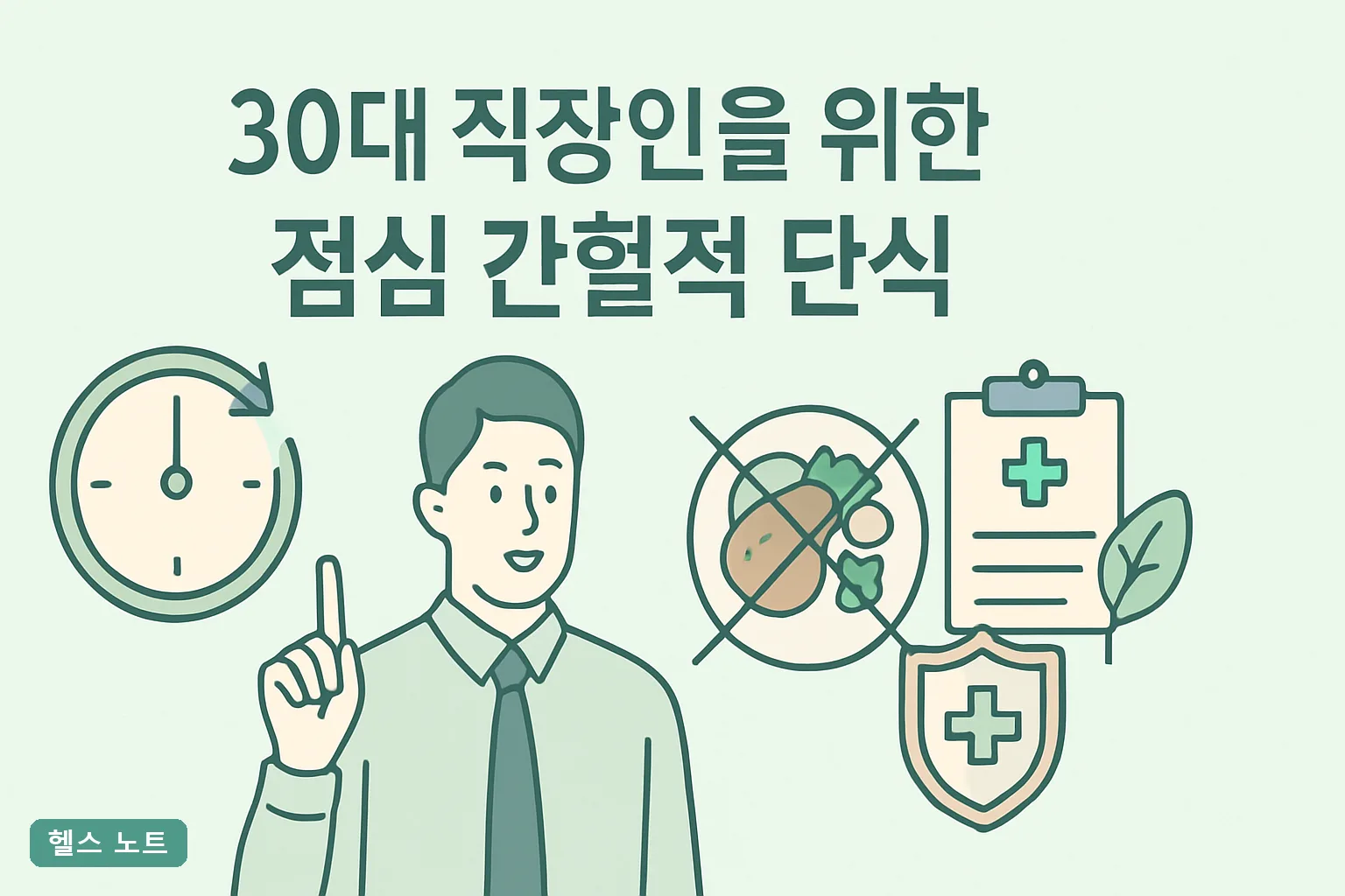 30대 직장인을 위한 점심 간헐적 단식 완벽 가이드, 2026년 기준 16:8 실천표와 회식 대처법 7가지